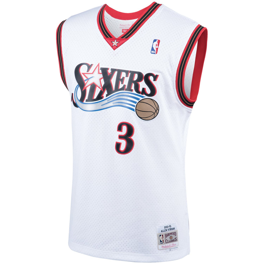 Philadelphia 76ers Allen Iverson Mitchell & Ness White Hardwood Classics Swingman Jersey for Men product image 3, provided