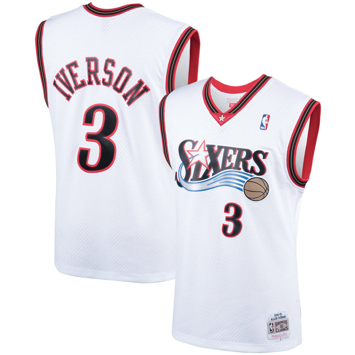 Philadelphia 76ers Allen Iverson Mitchell & Ness White Hardwood Classics Swingman Jersey for Men product image 1, provided