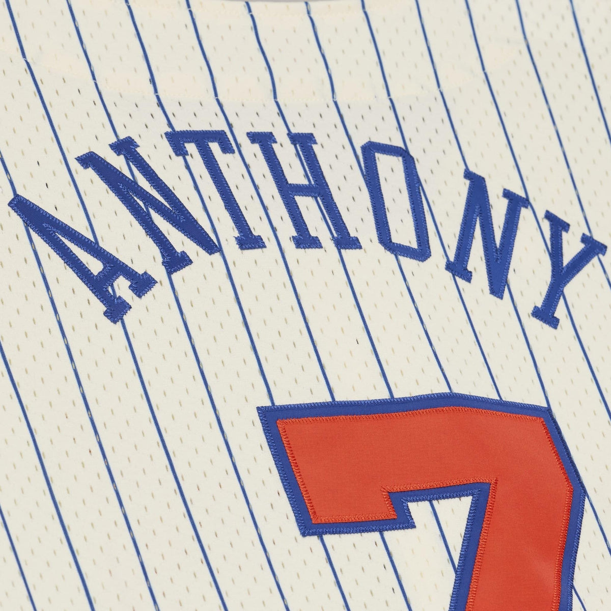 New York Knicks Carmelo Anthony Mitchell & Ness Cream Hardwood Classics Player Mesh Button-Front Jersey for Men product