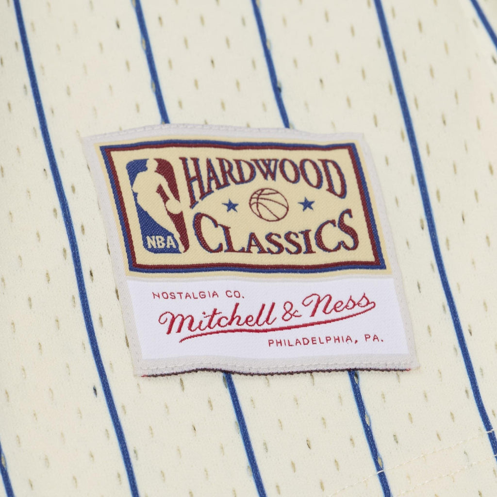 New York Knicks Carmelo Anthony Mitchell & Ness Cream Hardwood Classics Player Mesh Button-Front Jersey for Men product