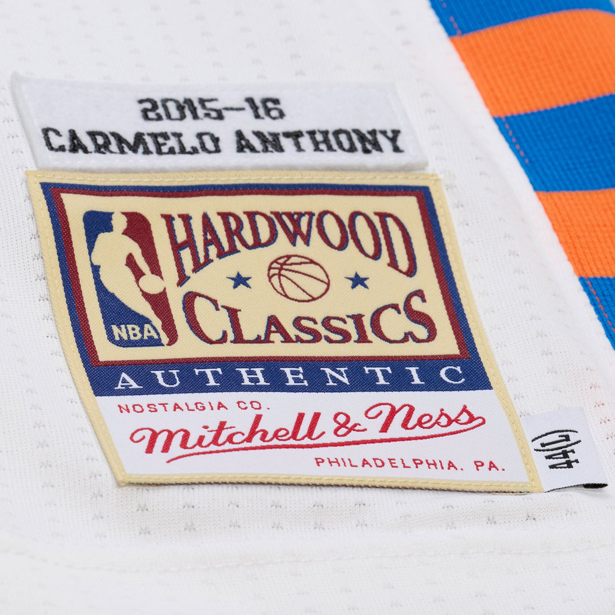 New York Knicks Carmelo Anthony Mitchell & Ness White 2015-16 Hardwood Classics Authentic Jersey for Men product image 5,