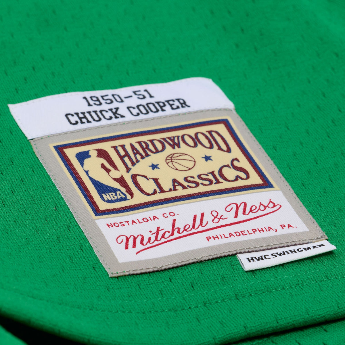 Boston Celtics Chuck Cooper Mitchell & Ness Kelly Green 1950-51 Pioneers Swingman Jersey for Men product image 6, provided