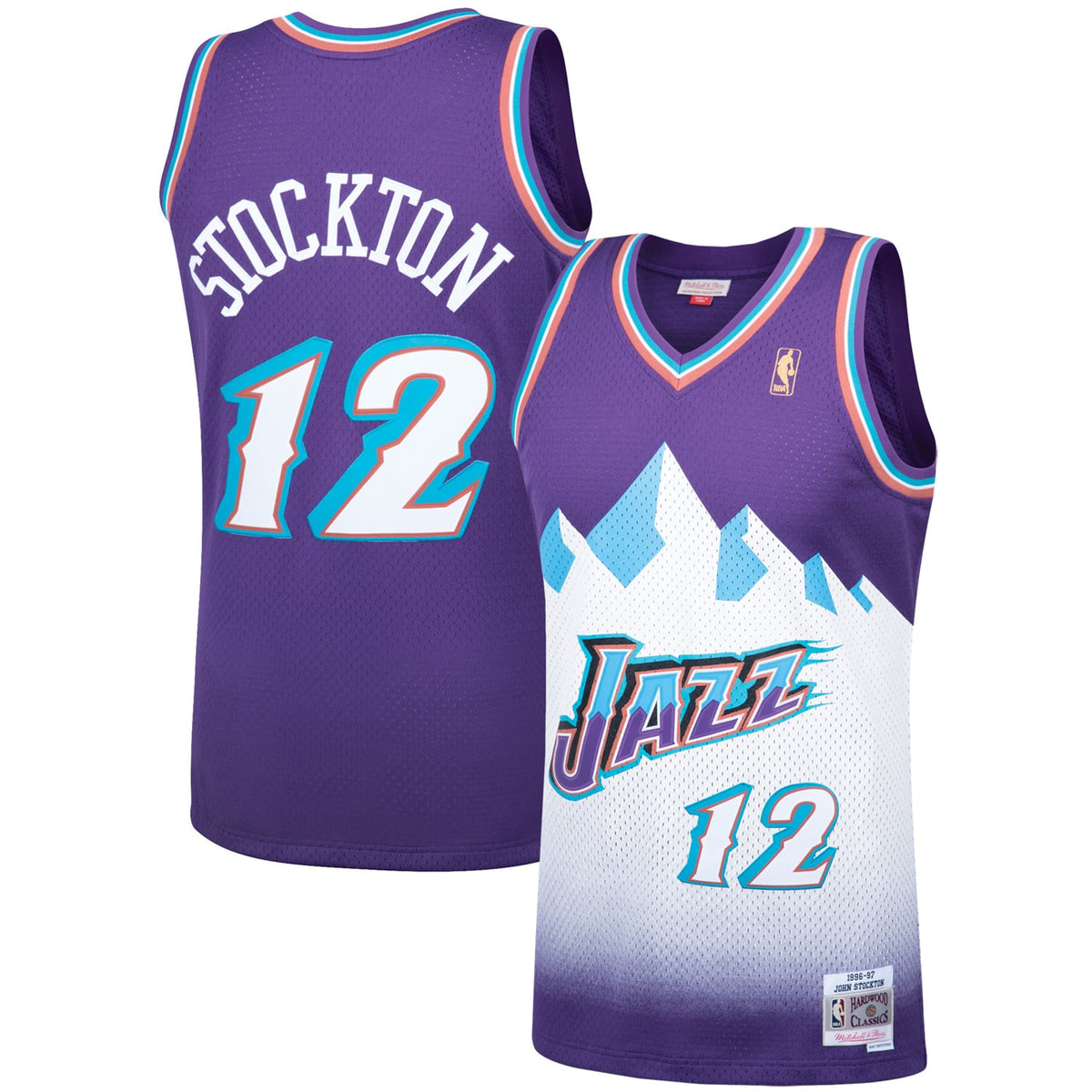 Utah Jazz John Stockton Mitchell & Ness Purple Hardwood Classics Swingman Jersey for Men product image 2, provided for