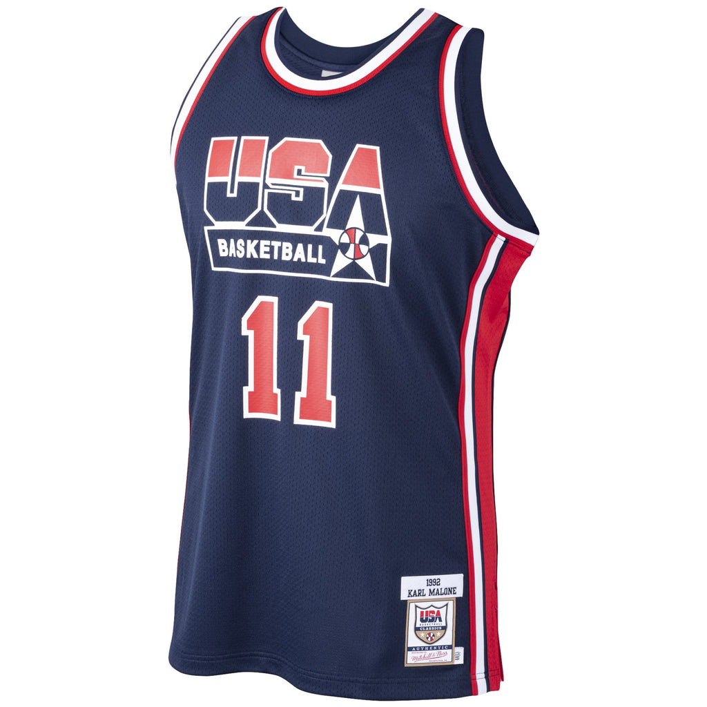 USA Basketball Karl Malone Mitchell & Ness Navy 1992 Dream Team Authentic Jersey for Men product image 3, provided for