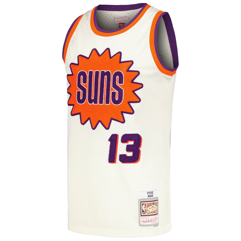 Phoenix Suns Steve Nash Mitchell & Ness Cream Chainstitch Swingman Jersey for Men product image 3, provided for visual