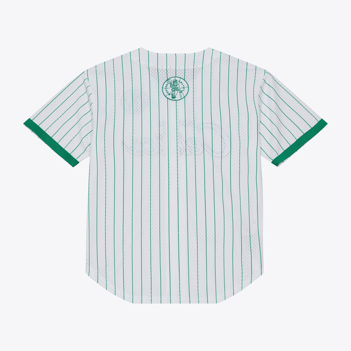Boston Celtics Mitchell & Ness White Head Coach Pinstripe Mesh Full-Button Baseball Jersey for Men product image 3, provided