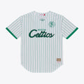 Boston Celtics Mitchell & Ness White Head Coach Pinstripe Mesh Full-Button Baseball Jersey for Men product image 1, provided