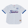 Philadelphia 76ers Mitchell & Ness White Head Coach Pinstripe Mesh Full-Button Baseball Jersey for Men product image 1,
