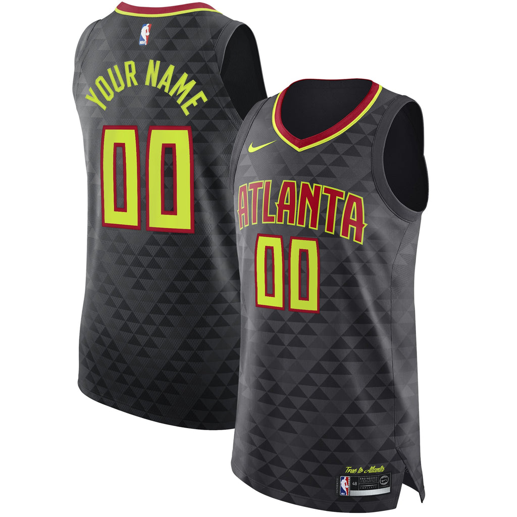 Atlanta Hawks Nike Black Authentic Custom Jersey - Icon Edition for Men product image 2, provided for visual reference and