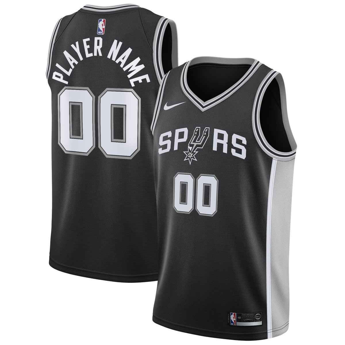San Antonio Spurs Nike Black Swingman Custom Jersey - Icon Edition for Men product image 1, provided for visual reference