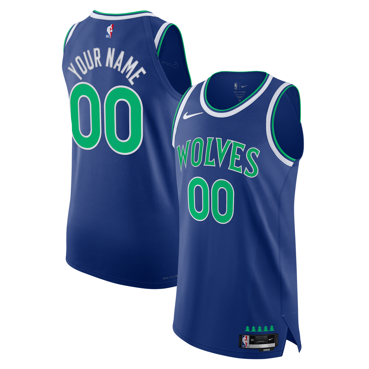 Minnesota Timberwolves Nike Blue Authentic Custom Jersey - Icon Edition for Men product image 2, provided for visual