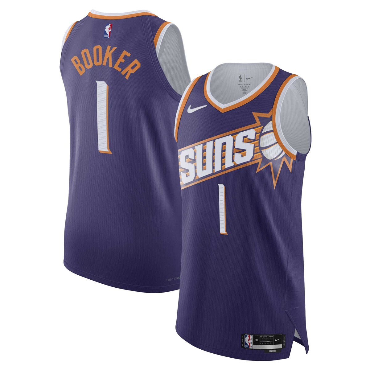 Phoenix Suns Devin Booker Nike Purple Authentic Jersey - Icon Edition for Men product image 2, provided for visual reference