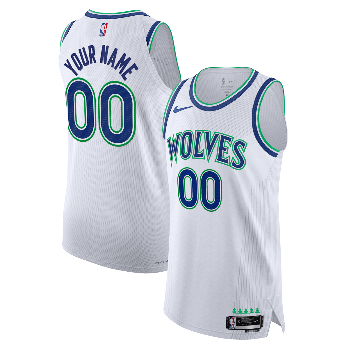 Minnesota Timberwolves Nike White Authentic Custom Jersey - Association Edition for Men product image 1, provided for visual