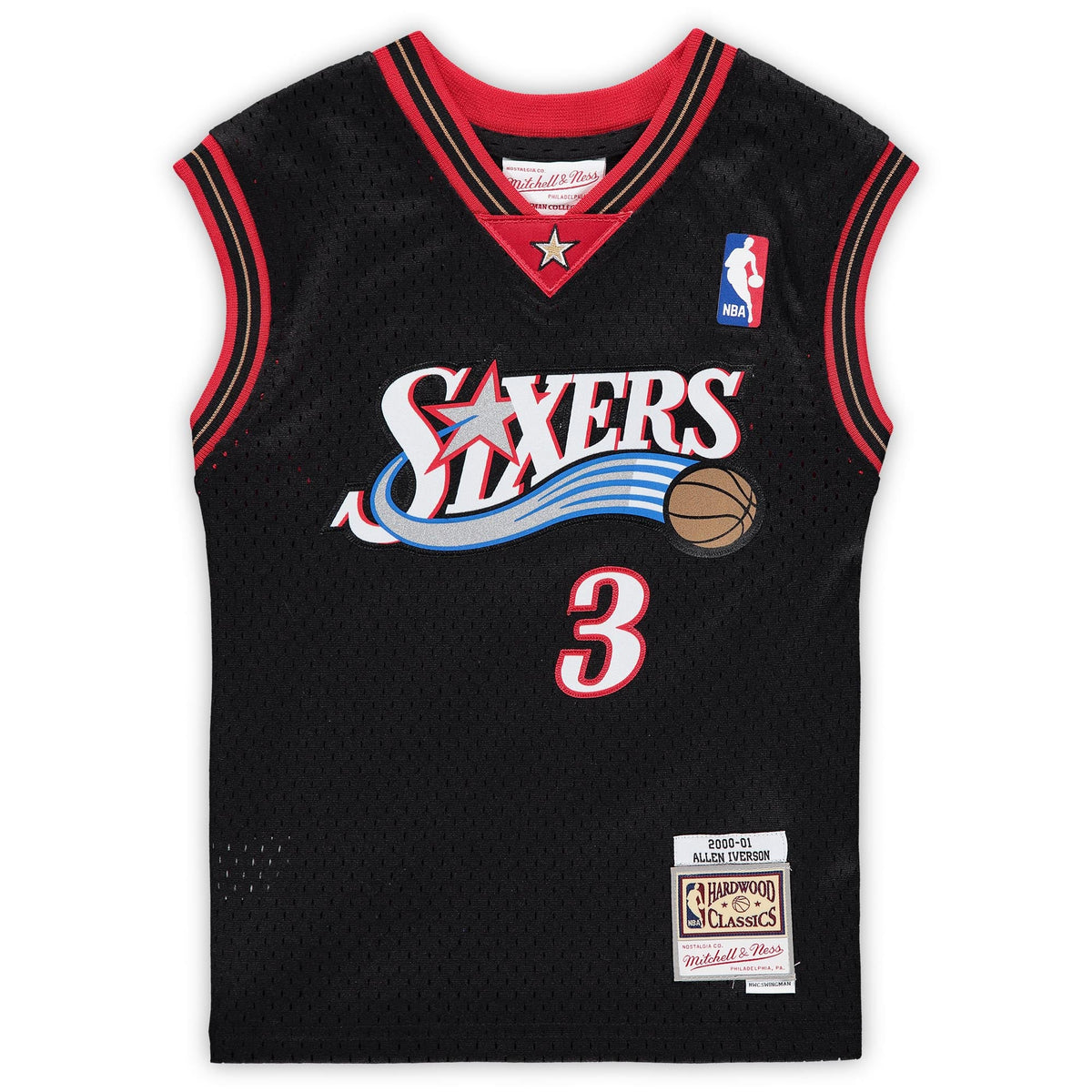 Preschool Philadelphia 76ers Allen Iverson Mitchell & Ness Black 2000-2001 Hardwood Classics Throwback Team Jersey product