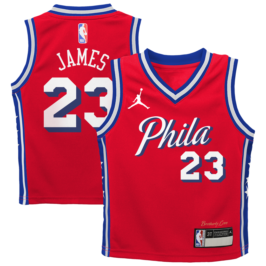 Toddler Philadelphia 76ers LeBron James Jordan Brand Red Swingman Jersey - Statement Edition product image 2, provided for