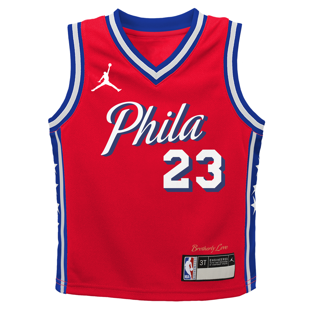 Toddler Philadelphia 76ers LeBron James Jordan Brand Red Swingman Jersey - Statement Edition product image 3, provided for