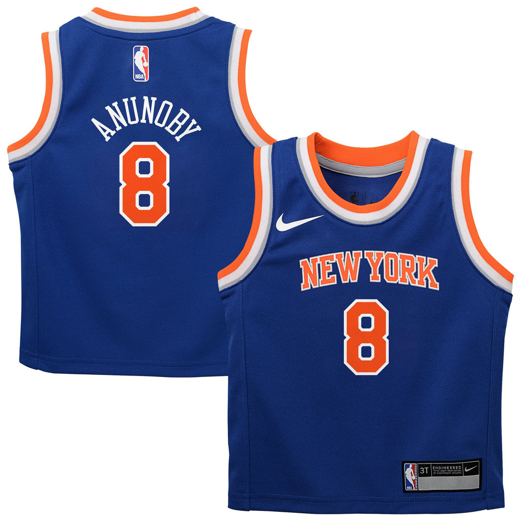 Toddler New York Knicks OG Anunoby Nike Blue Swingman Swingman Jersey - Icon Edition product image 1, provided for visual