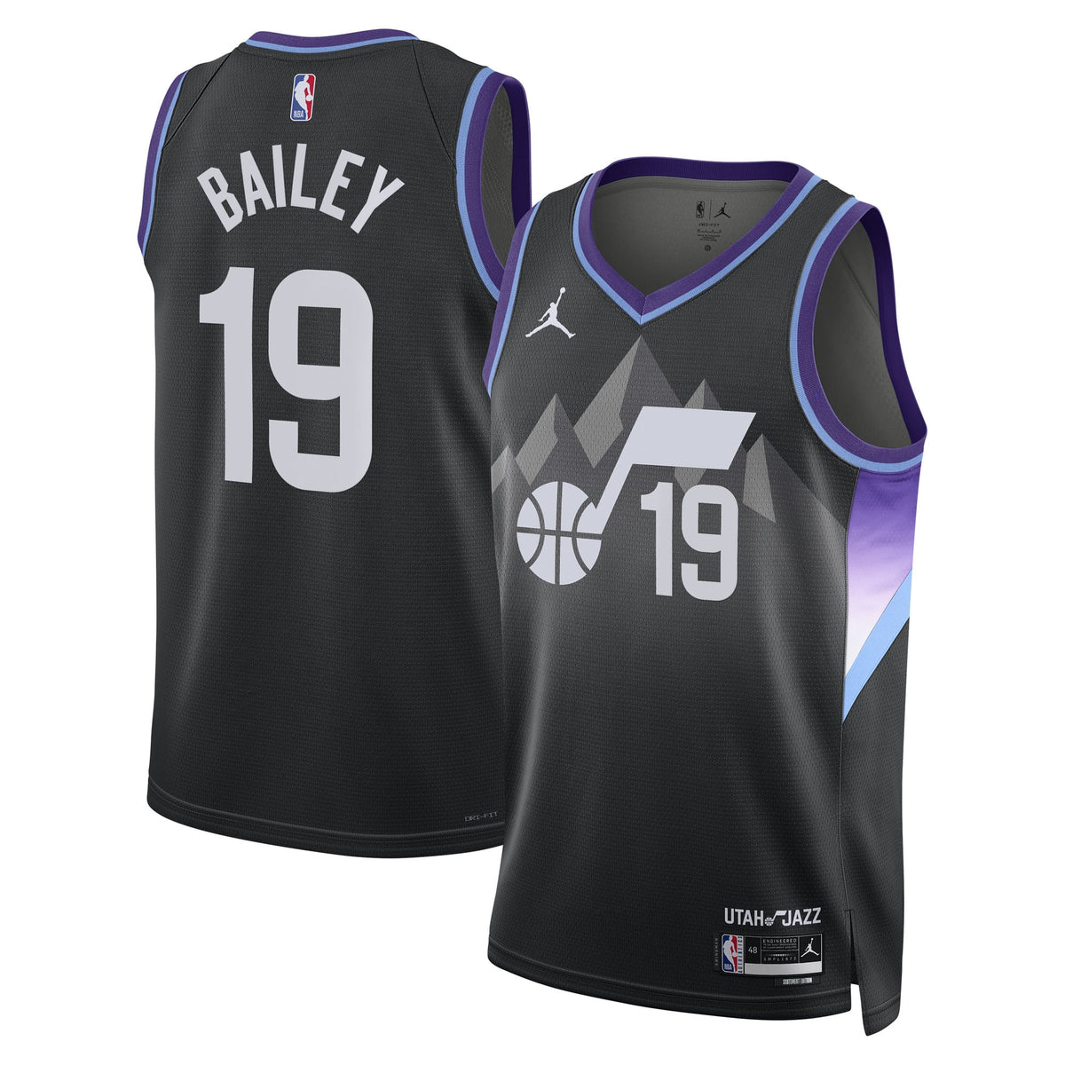 Unisex Utah Jazz Ace Bailey Jordan Brand Black Swingman Player Jersey - Statement Edition product image 1, provided for