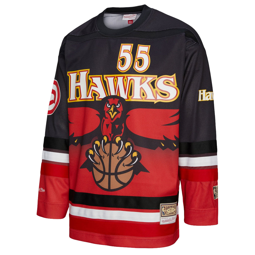 Unisex Atlanta Hawks Dikembe Mutombo Mitchell & Ness Red Maxxed Out Fashion Hockey Jersey product image 3, provided for