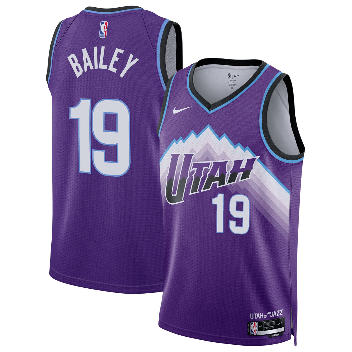 Unisex Utah Jazz Ace Bailey Nike Purple Swingman Jersey - Icon Edition product image 1, provided for visual reference and