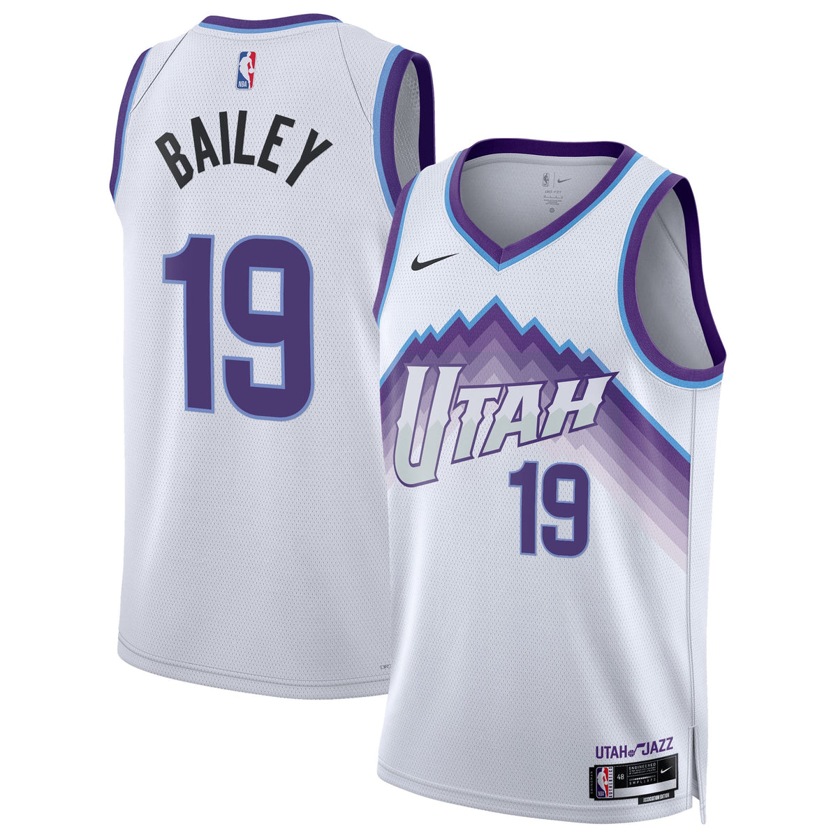Unisex Utah Jazz Ace Bailey Nike White Swingman Jersey - Association Edition product image 2, provided for visual reference