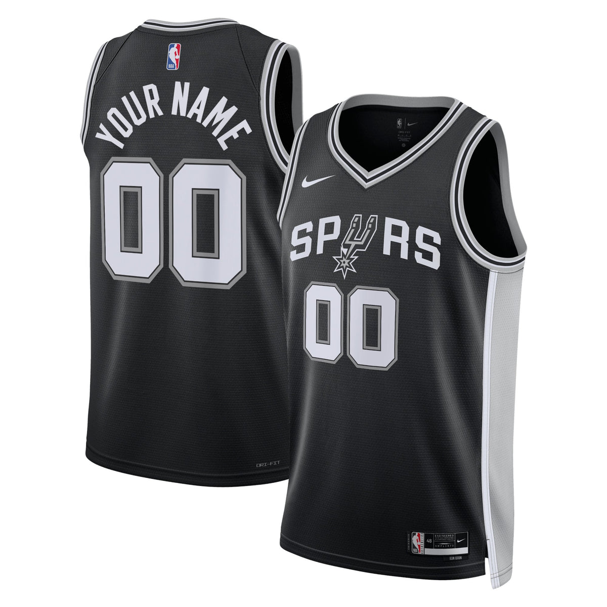 Unisex San Antonio Spurs Nike Black Swingman Custom Jersey - Icon Edition product image 1, provided for visual reference and