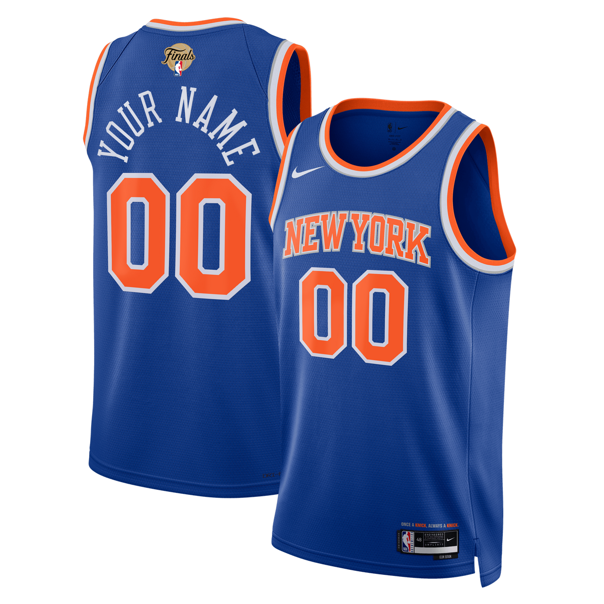 Unisex New York Knicks Nike Blue 2026 NBA Finals Patch Swingman Custom Jersey - Icon Edition product image 2, provided for