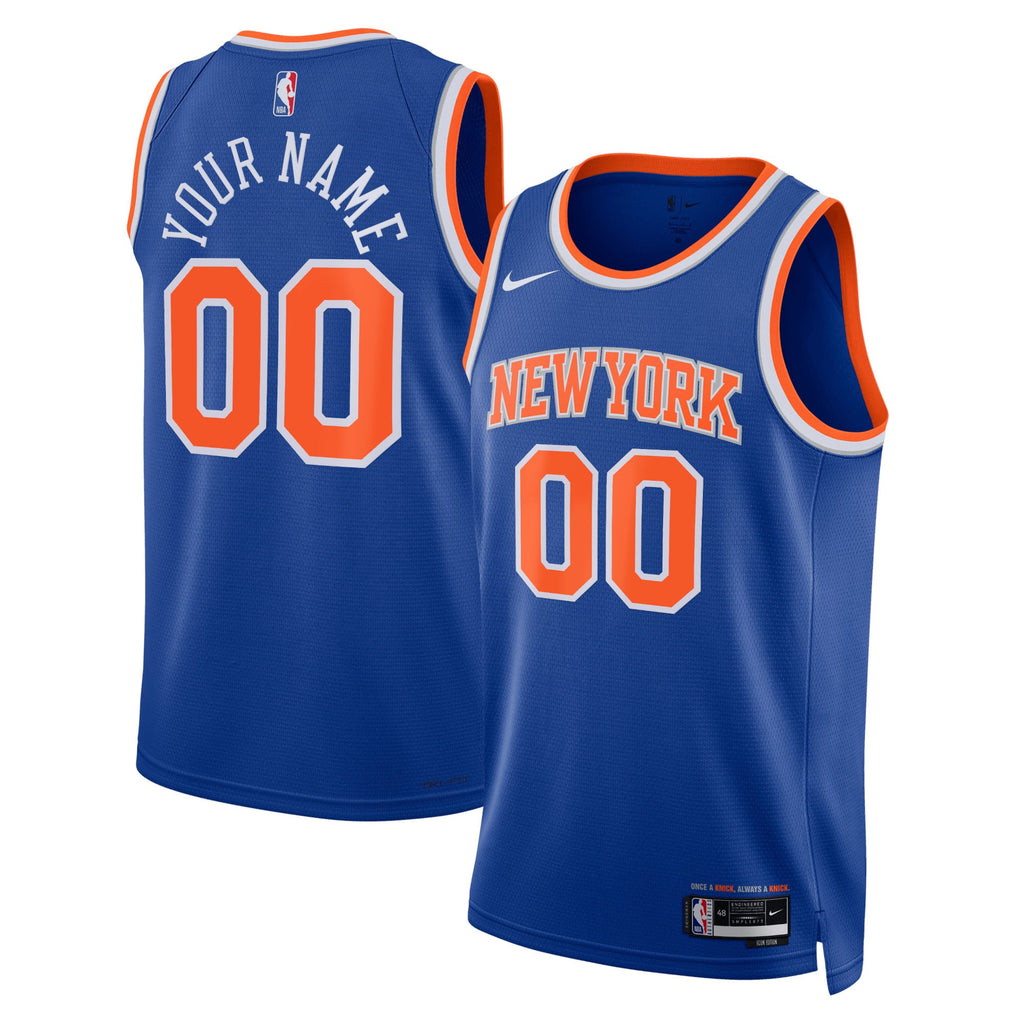 Unisex New York Knicks Nike Blue Swingman Custom Jersey - Icon Edition product image 2, provided for visual reference and