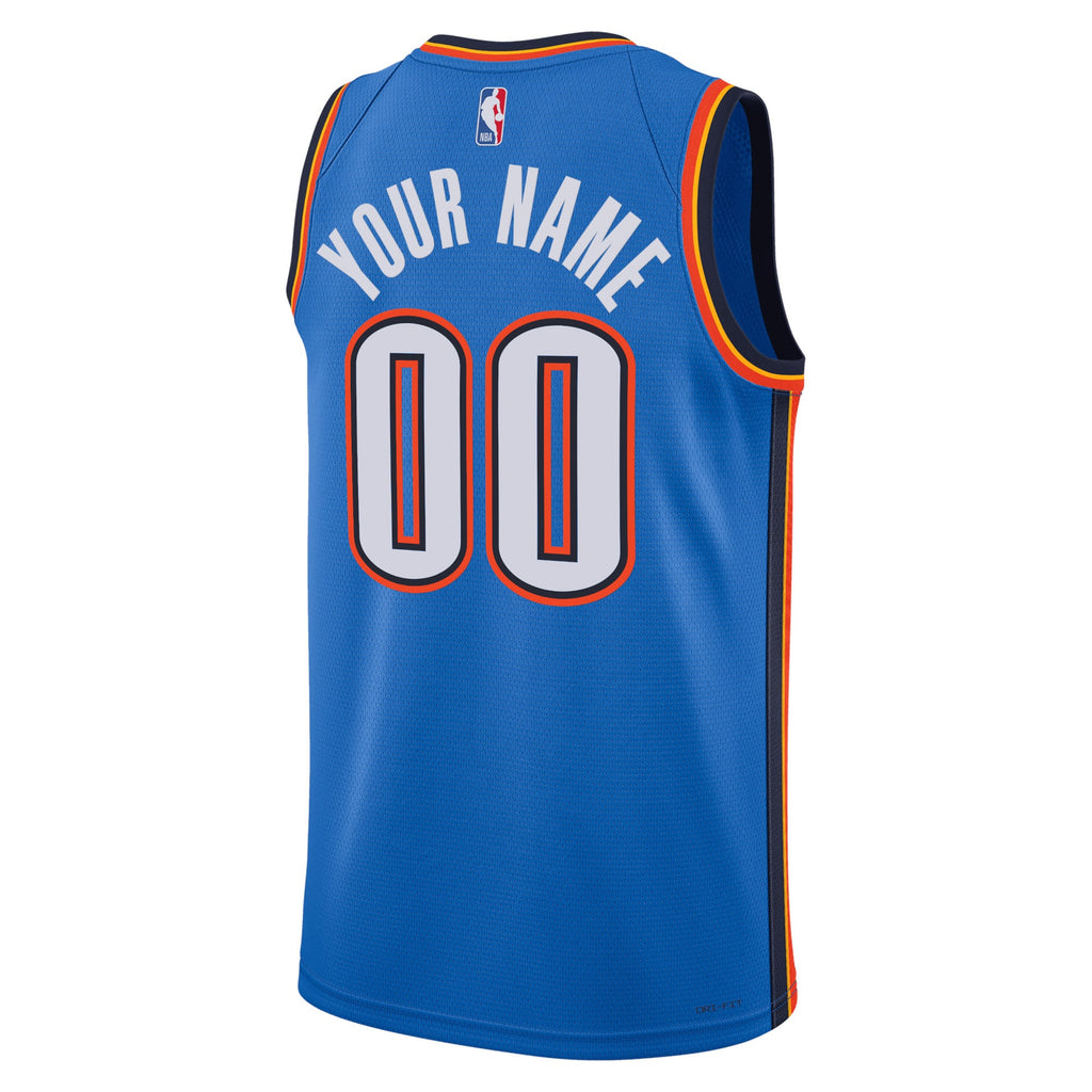 Unisex Oklahoma City Thunder Nike Blue Swingman Custom Jersey - Icon Edition product image 4, provided for visual reference