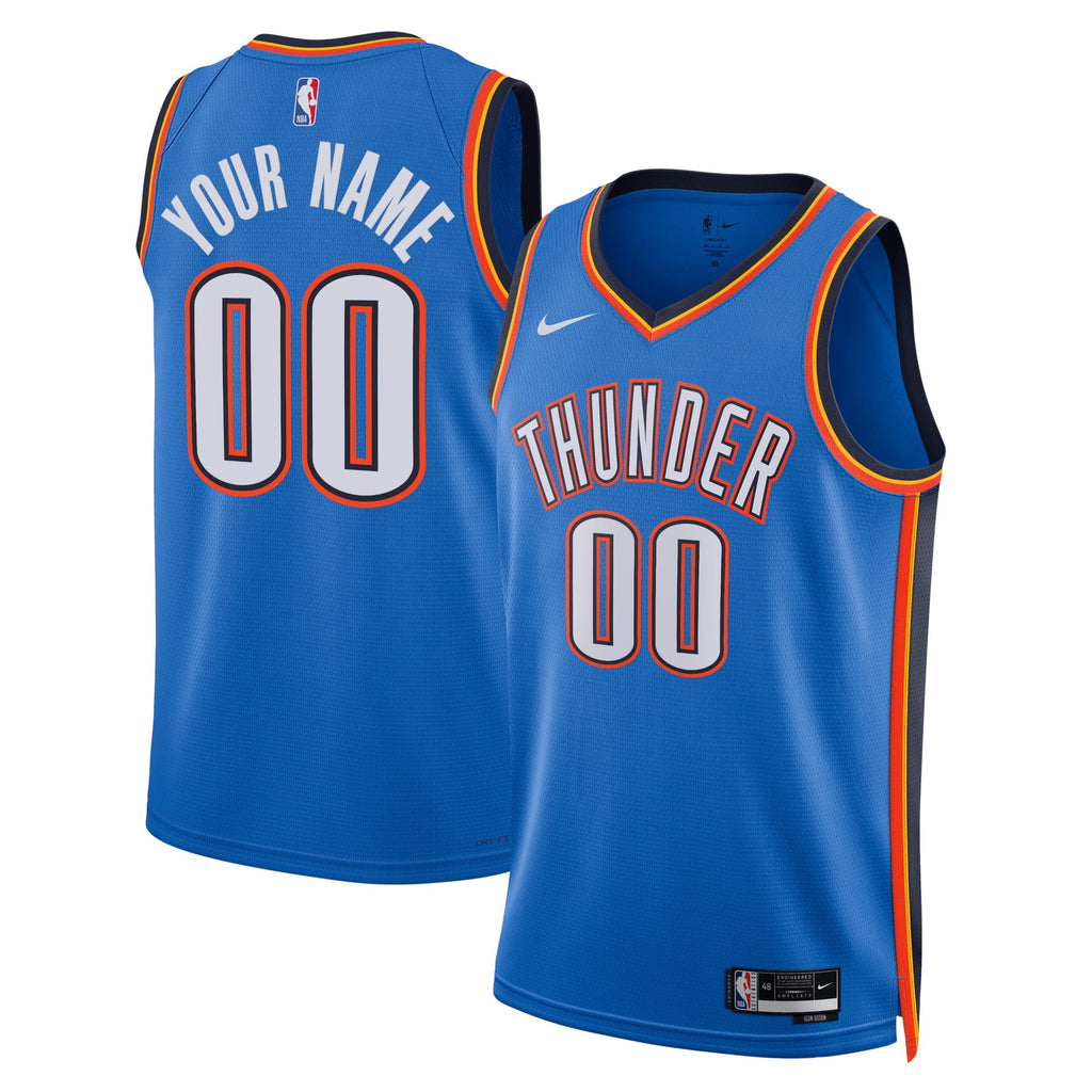 Unisex Oklahoma City Thunder Nike Blue Swingman Custom Jersey - Icon Edition product image 1, provided for visual reference