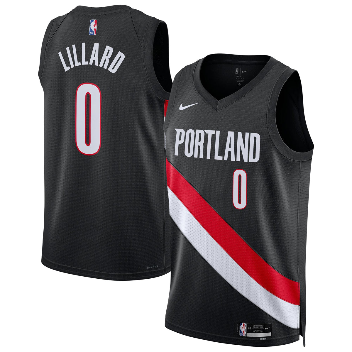 Unisex Portland Trail Blazers Damian Lillard Nike Black Swingman Player Jersey - Icon Edition product image 2, provided for