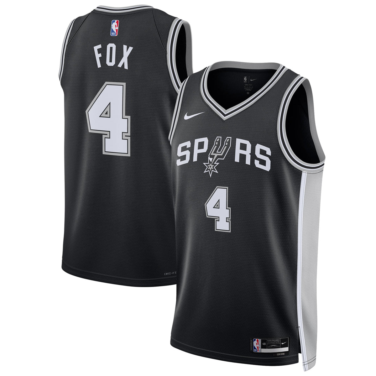 Unisex San Antonio Spurs De'Aaron Fox Nike Black Swingman Player Jersey - Icon Edition product image 2, provided for visual