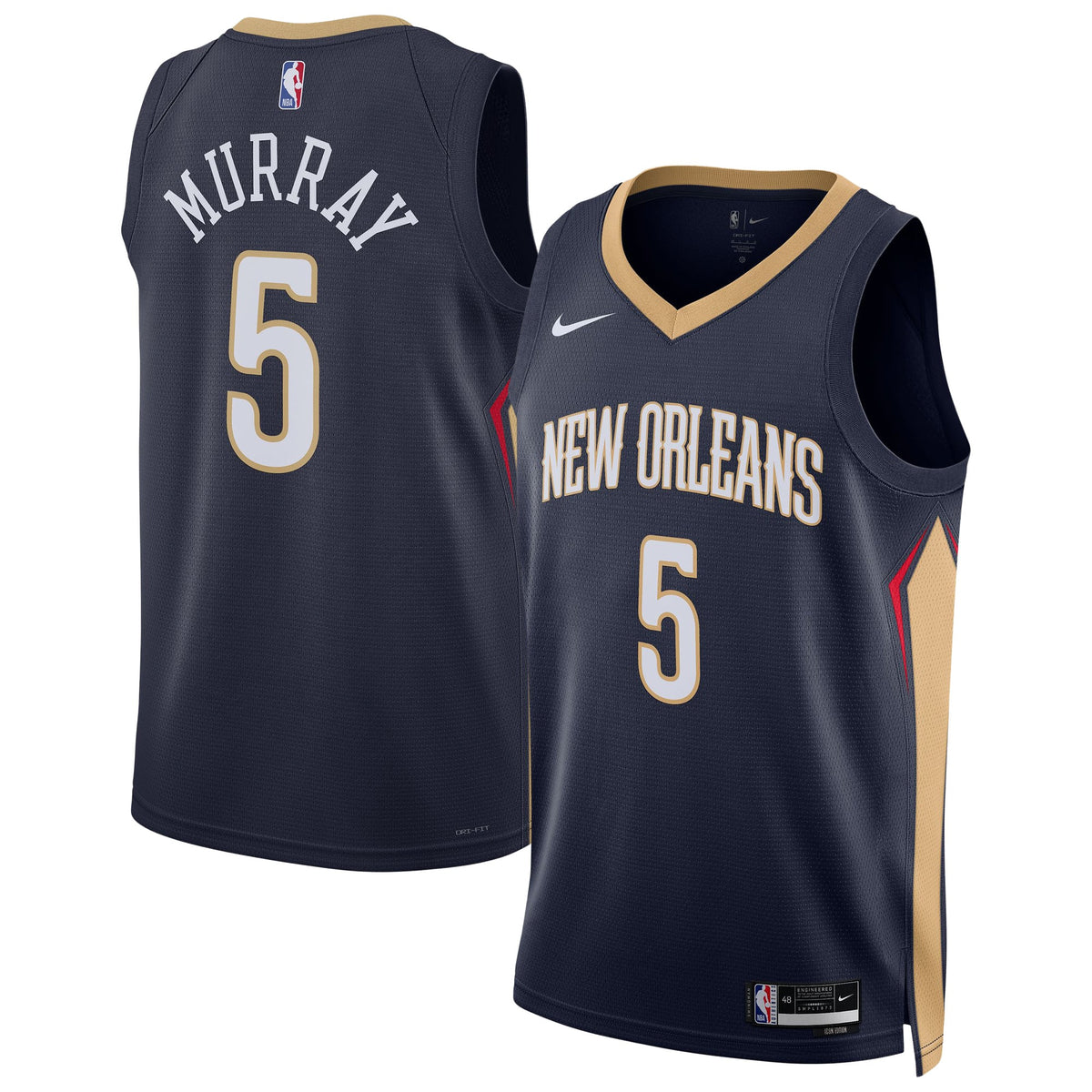 Unisex New Orleans Pelicans Dejounte Murray Nike Navy 2024 Offseason Addition Nike Swingman Jersey product image 1, provided