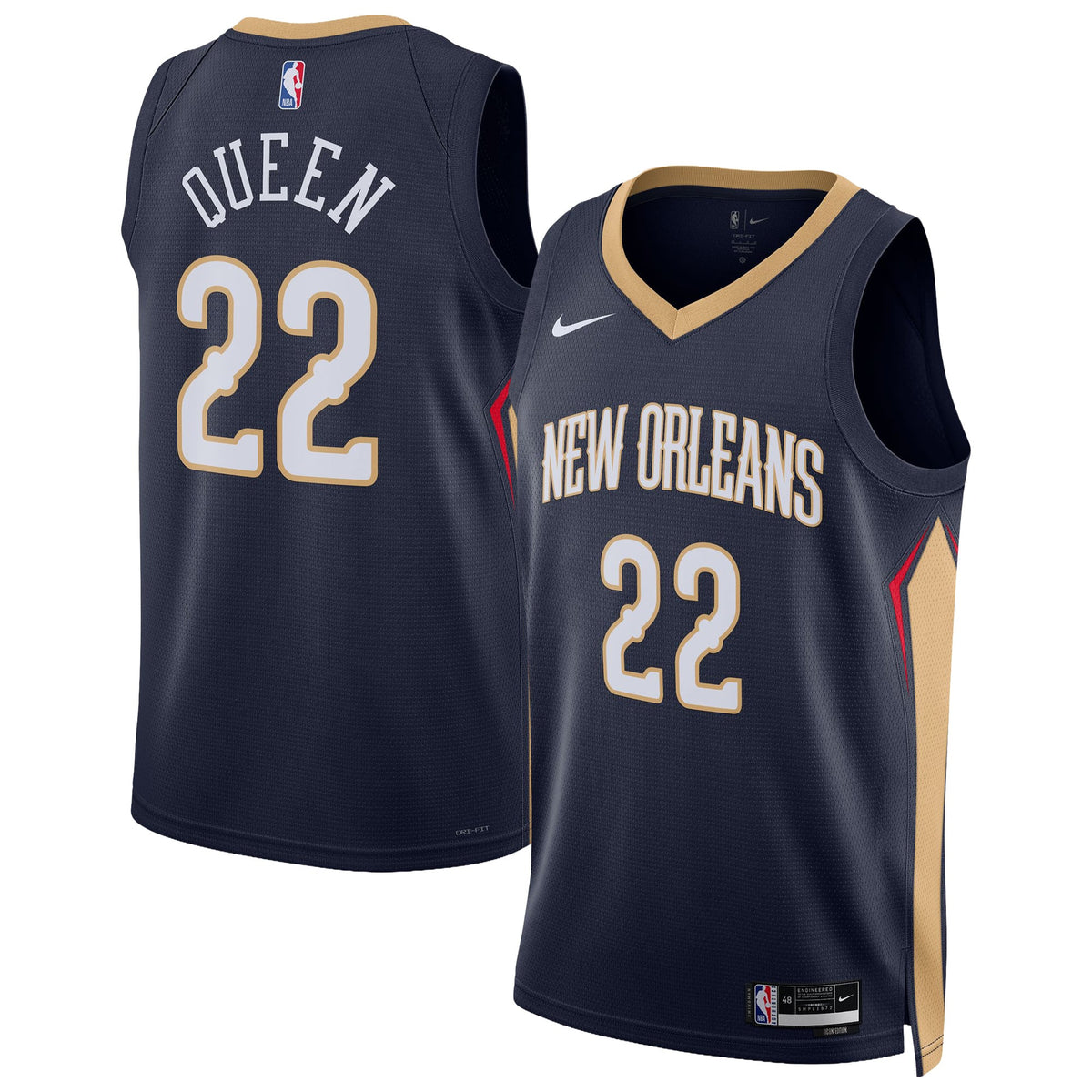 Unisex New Orleans Pelicans Derik Queen Nike Navy Swingman Jersey - Icon Edition product image 2, provided for visual