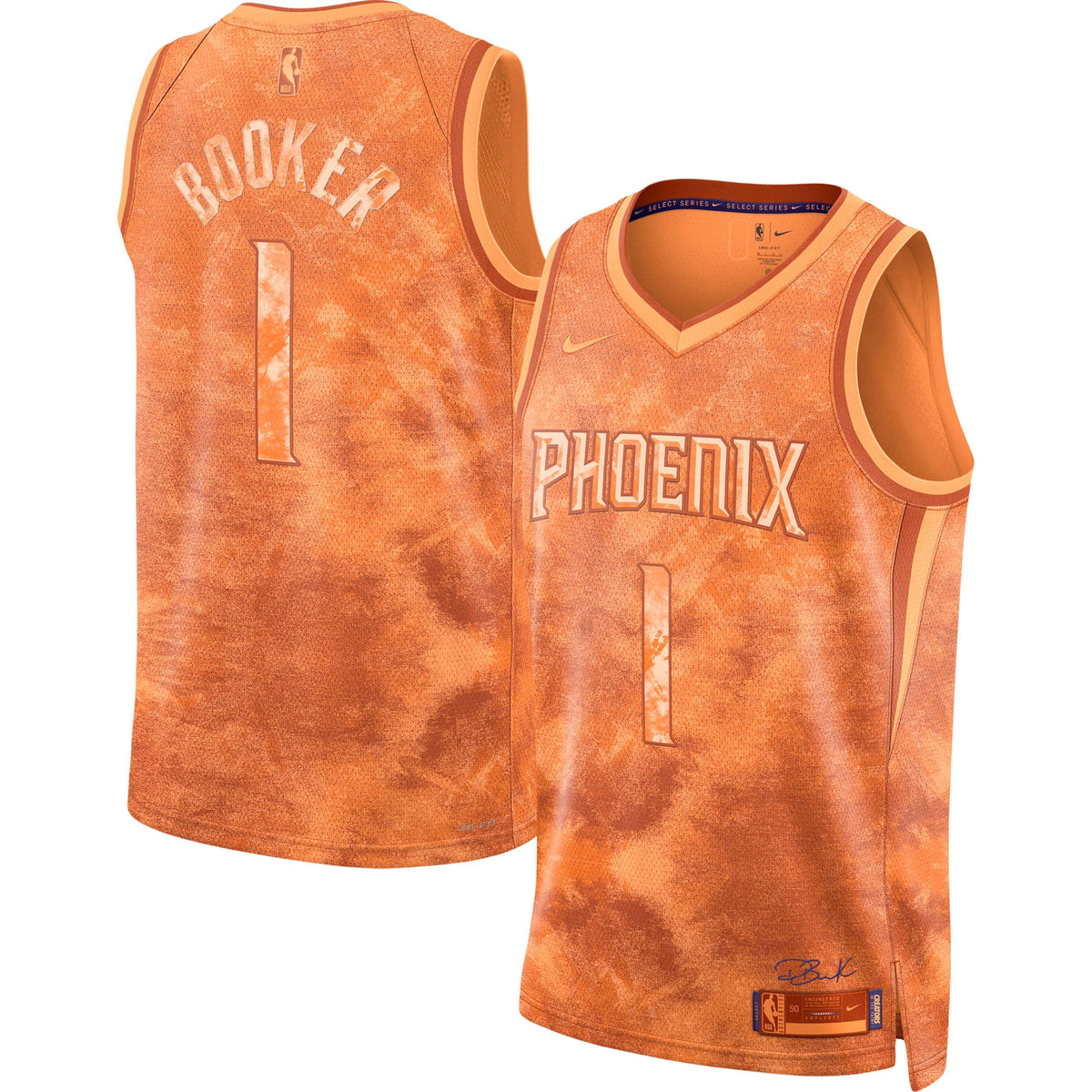 Unisex Phoenix Suns Devin Booker Nike Orange Select Series Swingman Jersey product image 2, provided for visual reference