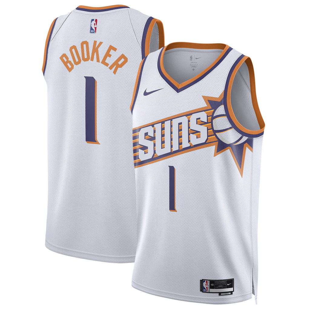 Unisex Phoenix Suns Devin Booker Nike White Swingman Jersey - Association Edition product image 2, provided for visual