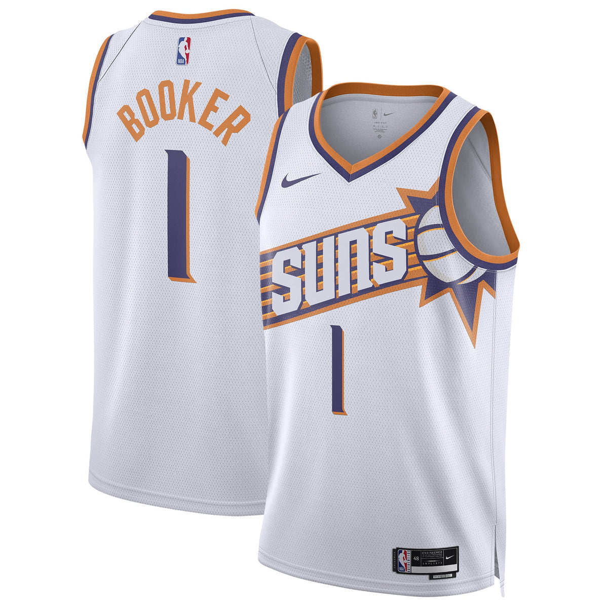 Unisex Phoenix Suns Devin Booker Nike White Swingman Jersey - Association Edition product image 2, provided for visual