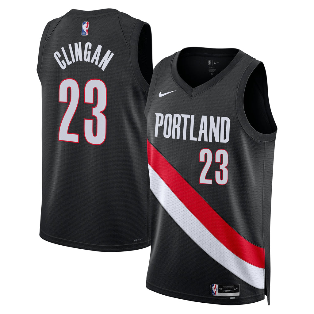 Unisex Portland Trail Blazers Donovan Clingan Nike Black Swingman Jersey - Icon Edition product image 1, provided for visual