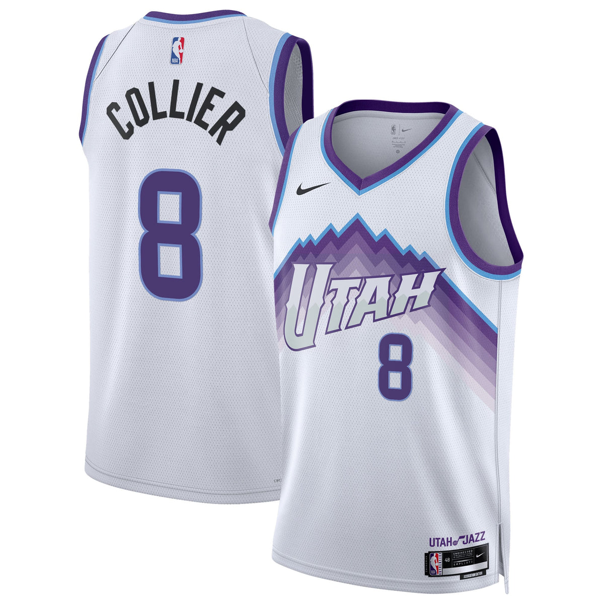 Unisex Utah Jazz Isaiah Collier Nike White Swingman Jersey - Association Edition product image 1, provided for visual