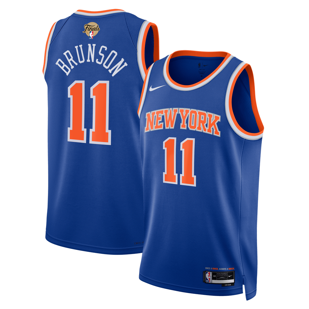 Unisex New York Knicks Jalen Brunson Nike Blue 2026 NBA Finals Patch Swingman Jersey - Icon Edition product image 1,