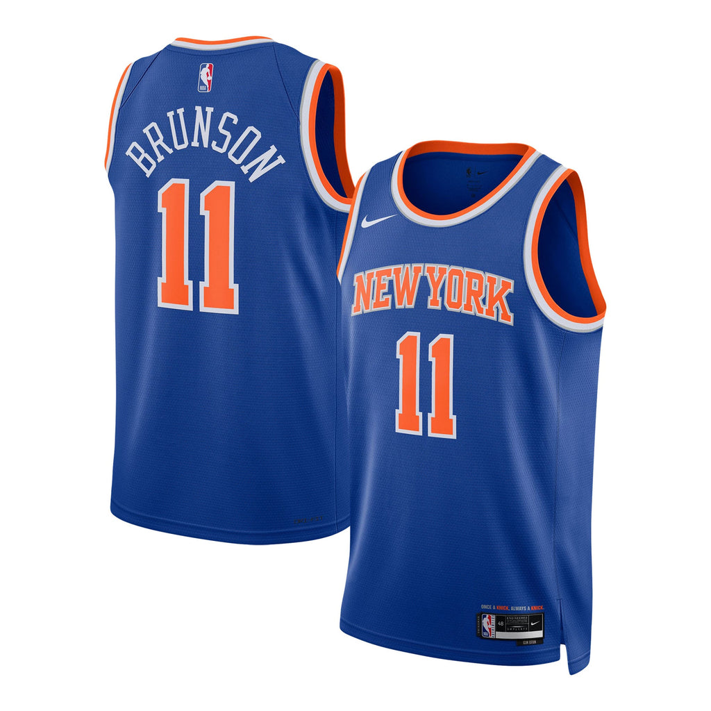 Unisex New York Knicks Jalen Brunson Nike Blue Swingman Jersey - Icon Edition product image 1, provided for visual reference