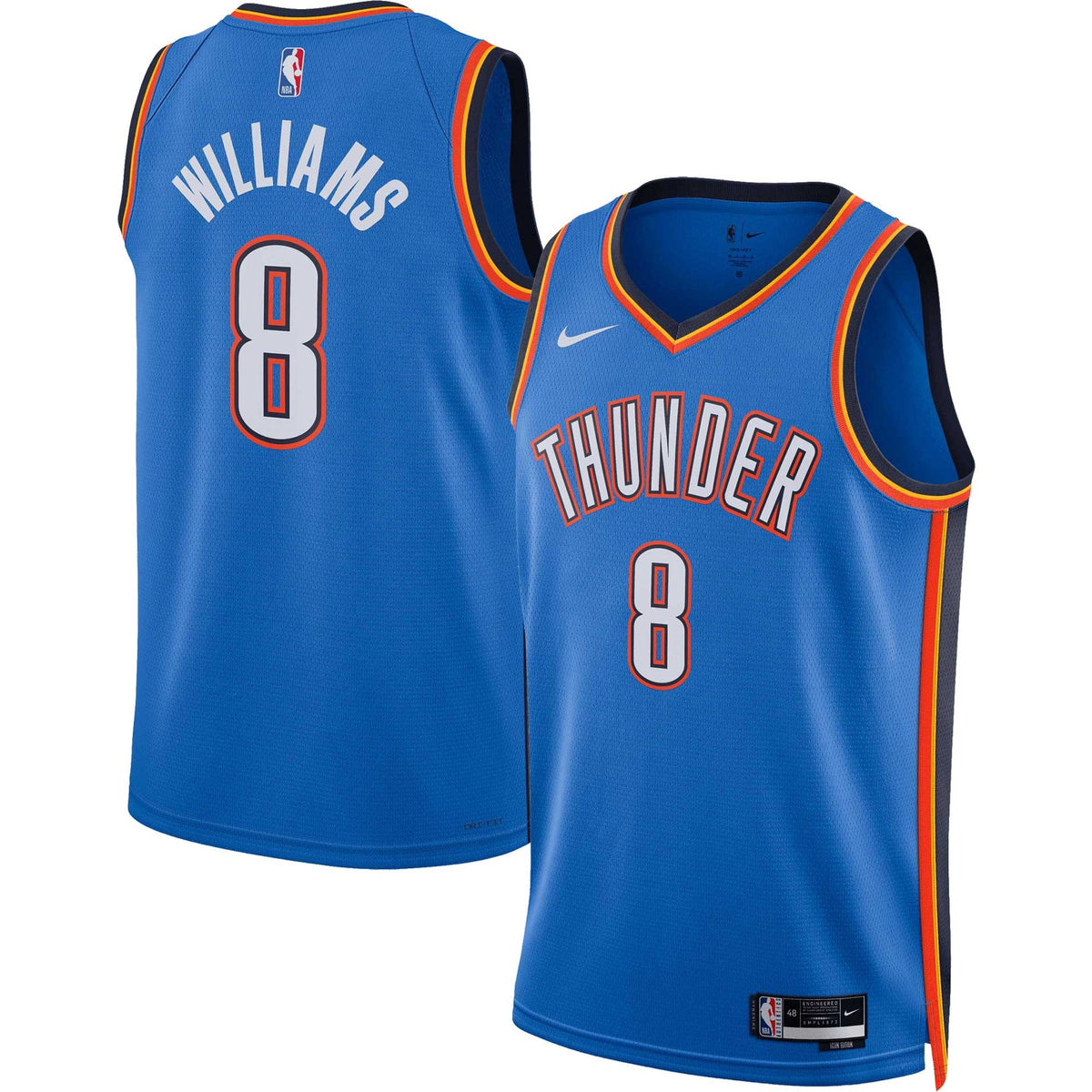 Unisex Oklahoma City Thunder Jalen Williams Nike Blue Swingman Jersey - Icon Edition product image 2, provided for visual
