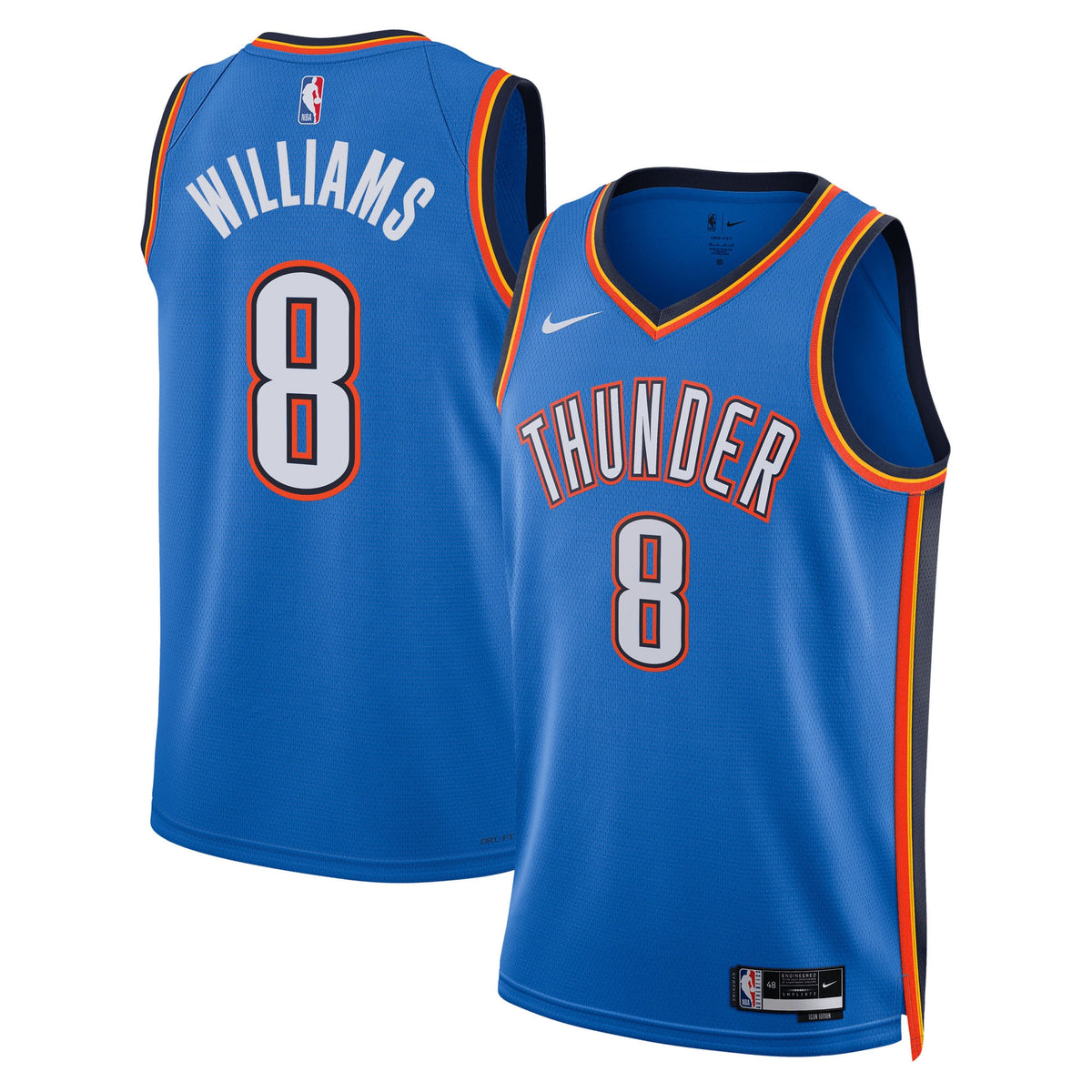 Unisex Oklahoma City Thunder Jalen Williams Nike Blue Swingman Jersey - Icon Edition product image 2, provided for visual