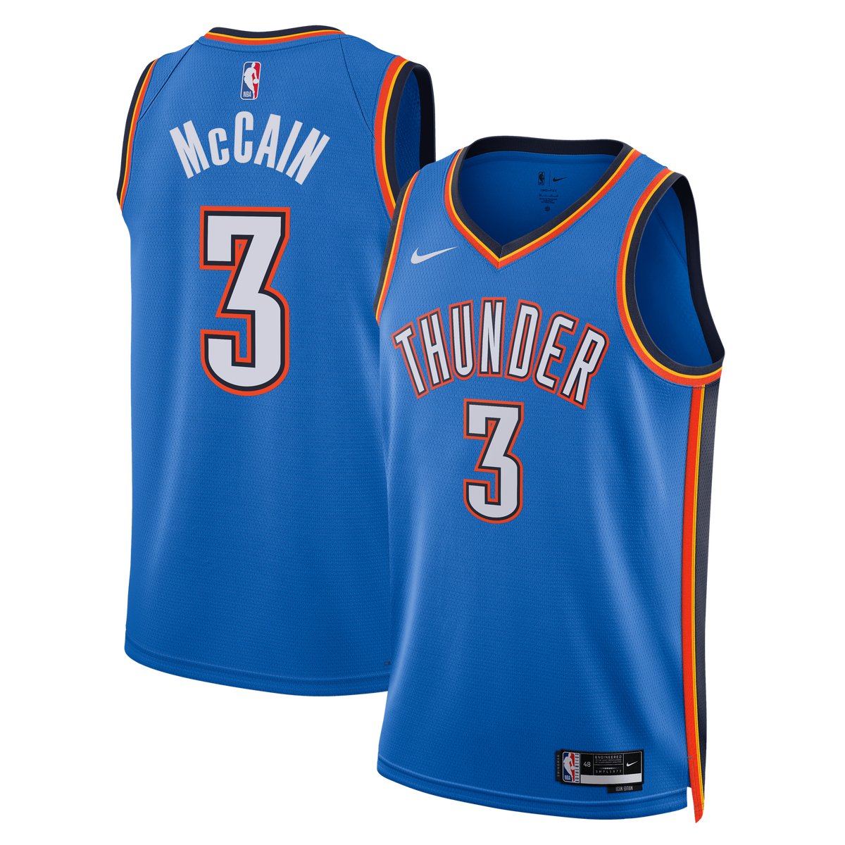 Unisex Oklahoma City Thunder Jared McCain Nike Blue Swingman Jersey - Icon Edition product image 1, provided for visual