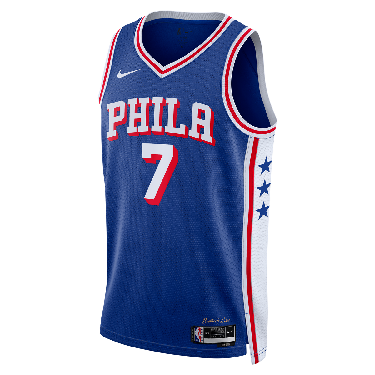 Unisex Philadelphia 76ers Jaylen Brown Nike Royal Swingman Jersey - Icon Edition product image 3, provided for visual