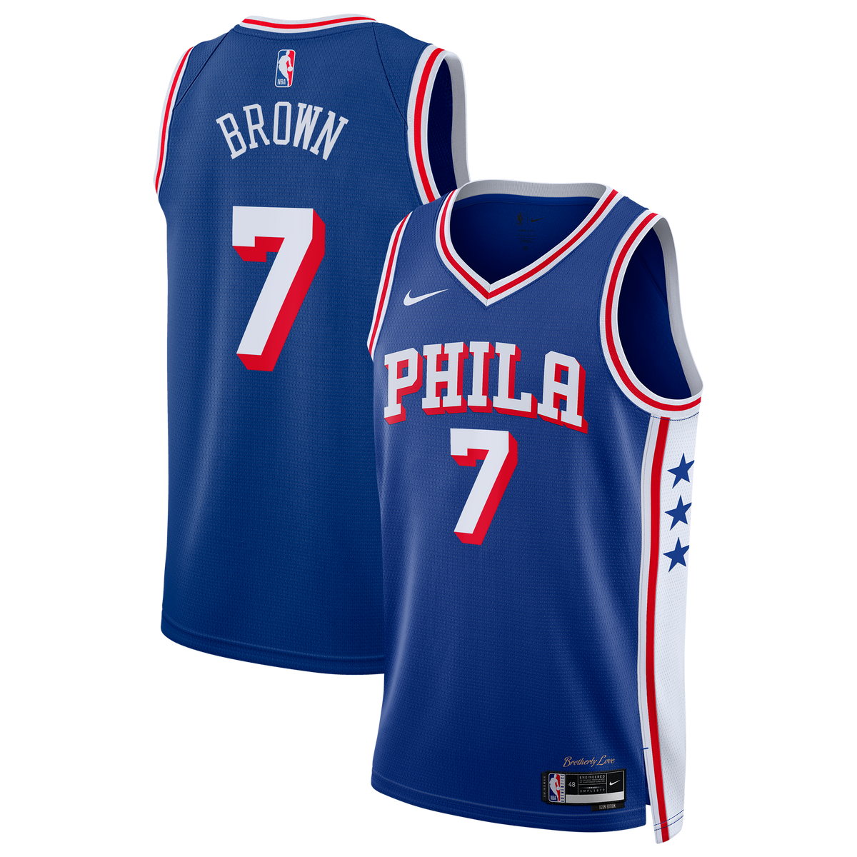 Unisex Philadelphia 76ers Jaylen Brown Nike Royal Swingman Jersey - Icon Edition product image 1, provided for visual
