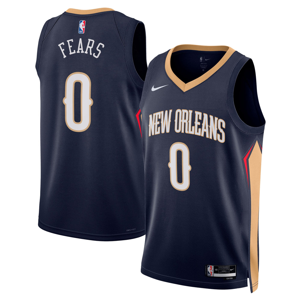 Unisex New Orleans Pelicans Jeremiah Fears Nike Navy Swingman Player Jersey - Icon Edition product image 1, provided for