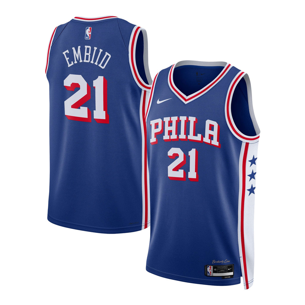 Unisex Philadelphia 76ers Joel Embiid Nike Royal Swingman Jersey - Icon Edition product image 1, provided for visual