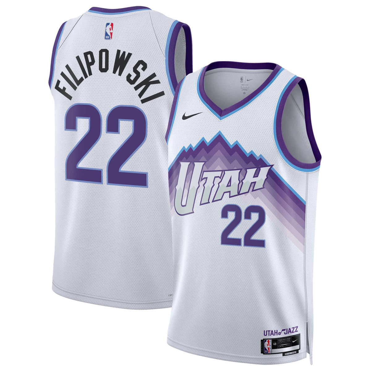 Unisex Utah Jazz Kyle Filipowski Nike White Swingman Jersey - Association Edition product image 2, provided for visual