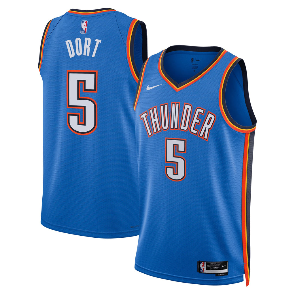Unisex Oklahoma City Thunder Luguentz Dort Nike Blue Swingman Jersey - Icon Edition product image 2, provided for visual